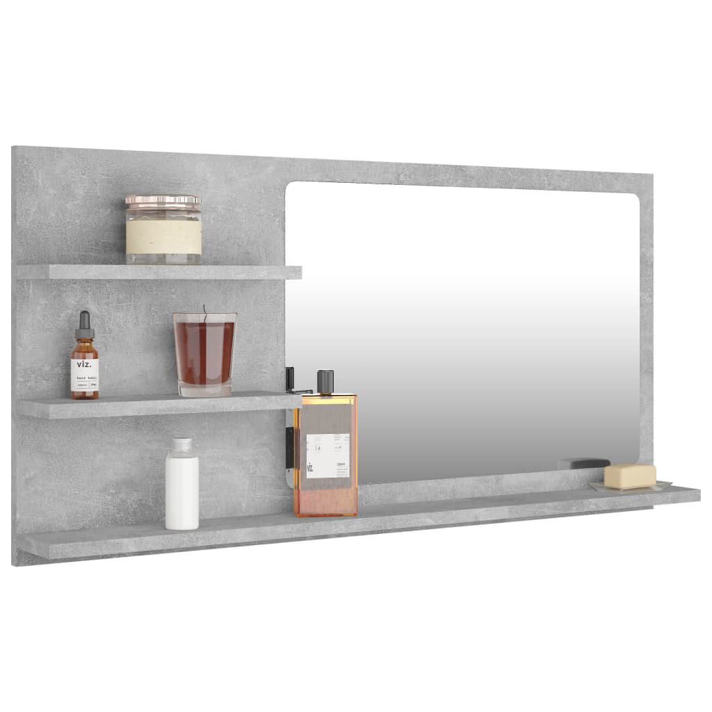 Specchio da Bagno Grigio Cemento 90x10,5x45 cm in Truciolato - homemem39