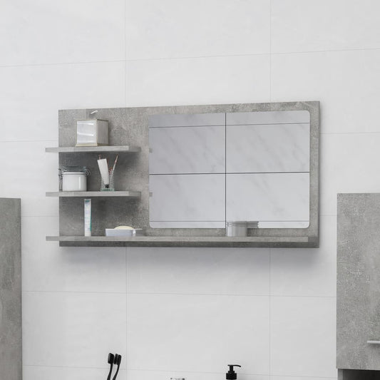 Specchio da Bagno Grigio Cemento 90x10,5x45 cm in Truciolato - homemem39