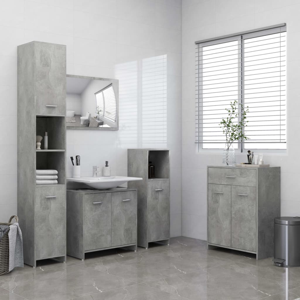 Armadio da Bagno Grigi Cemento 60x33x80 cm in Truciolato - homemem39