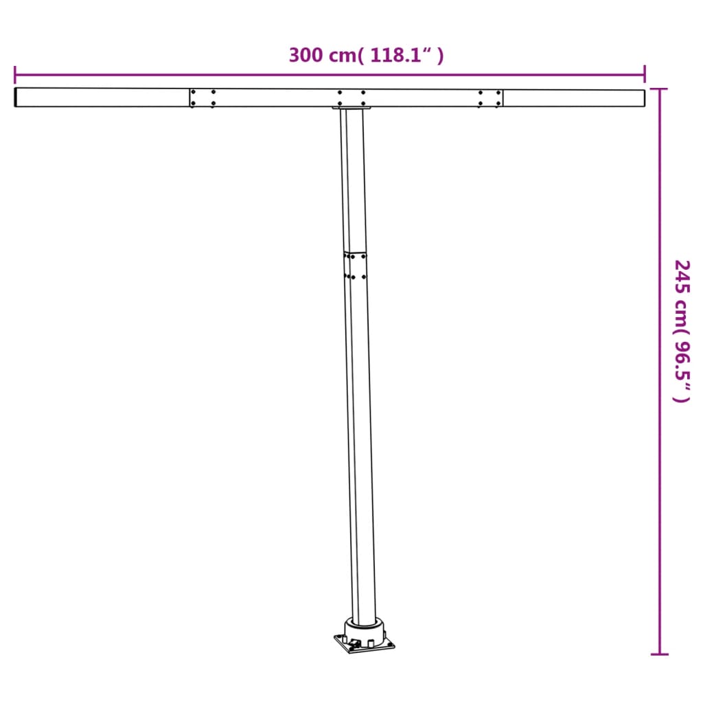 Set Pali per Tenda da Sole Bianco 300x245 cm Ferro - homemem39