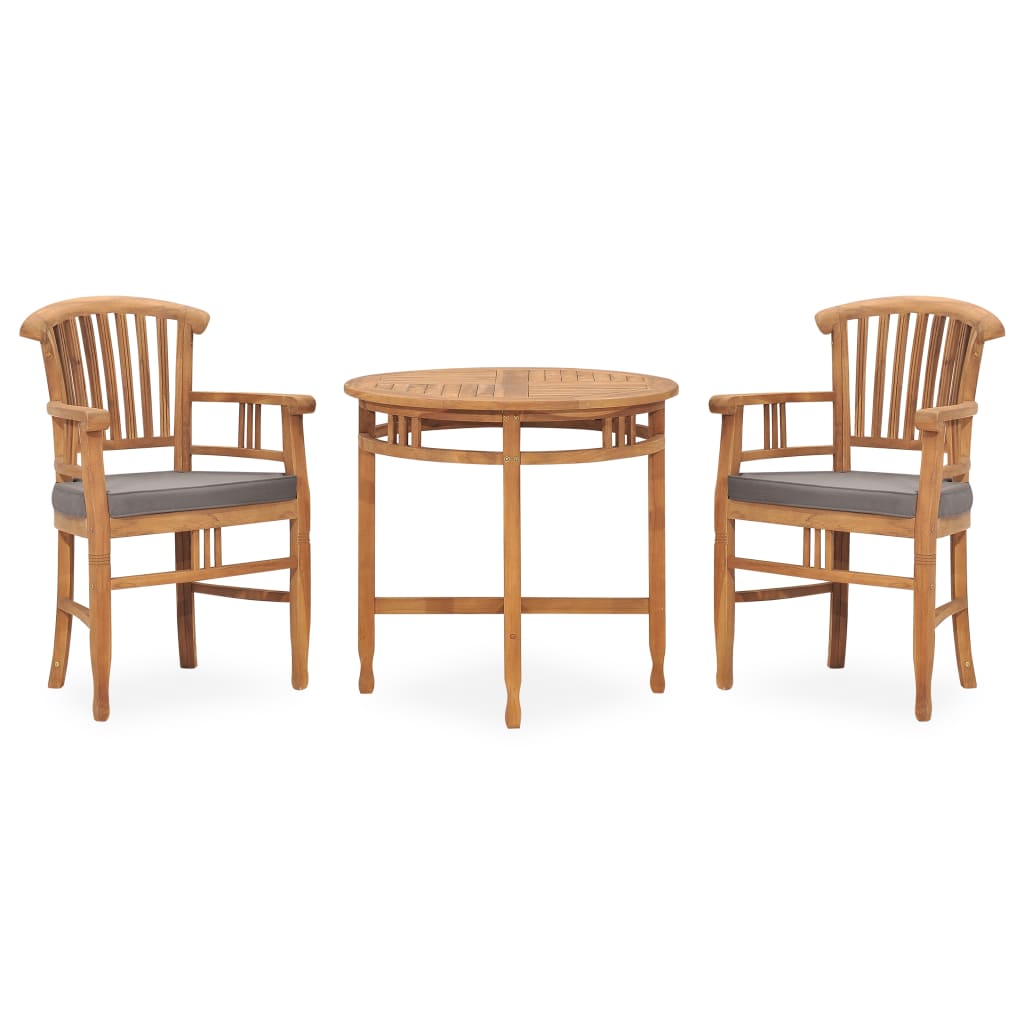 Set da Pranzo da Giardino 3 pz con Cuscini in Legno di Teak - homemem39