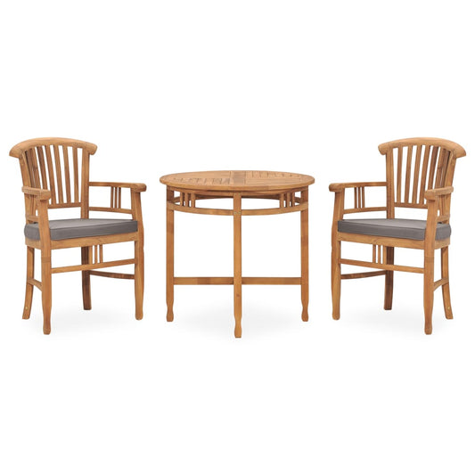 Set da Pranzo da Giardino 3 pz con Cuscini in Legno di Teak - homemem39