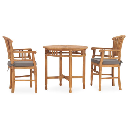 Set da Pranzo da Giardino 3 pz con Cuscini in Legno di Teak - homemem39