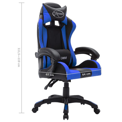 Sedia da Gaming con Luci a LED RGB Blu e Nera in Similpelle - homemem39