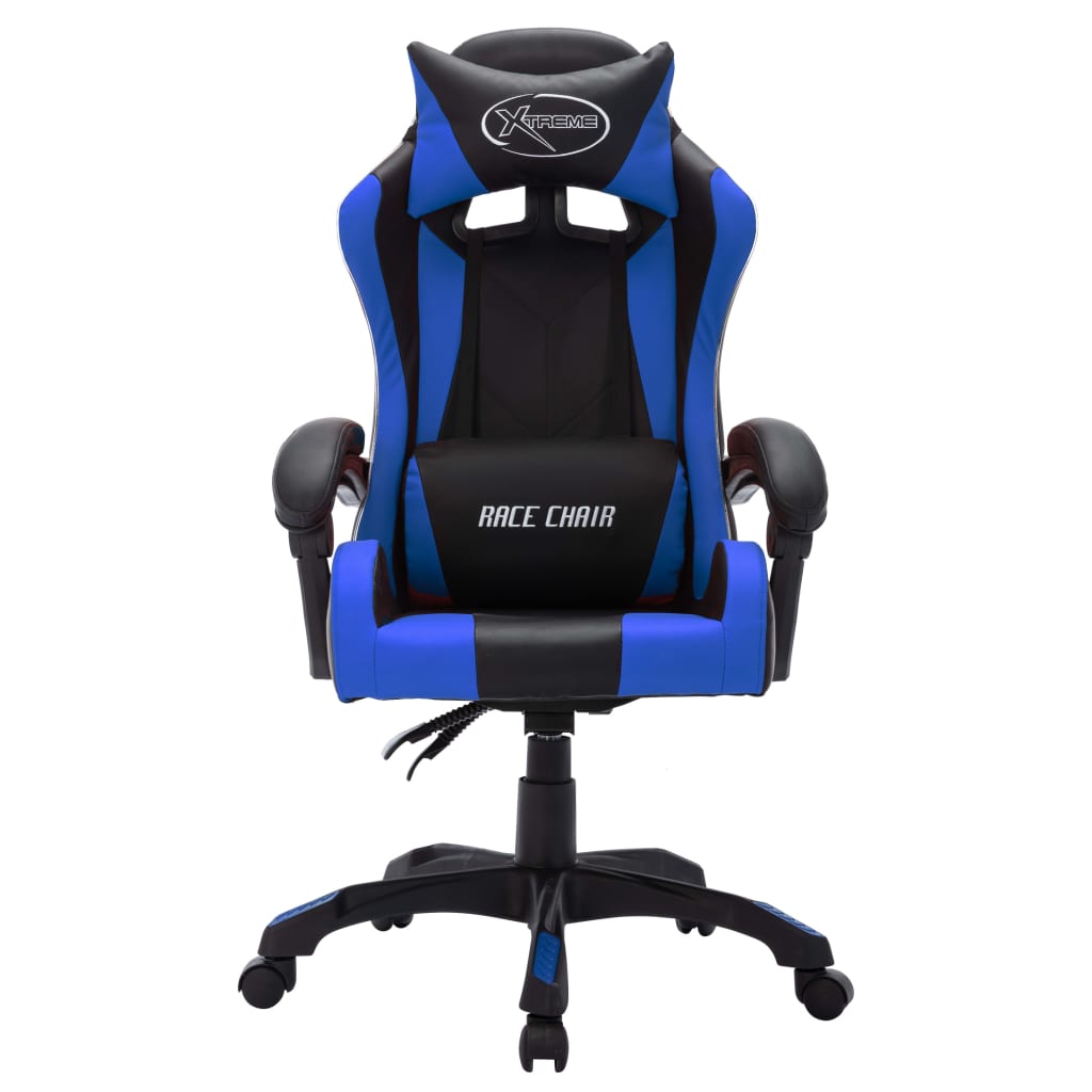 Sedia da Gaming con Luci a LED RGB Blu e Nera in Similpelle - homemem39