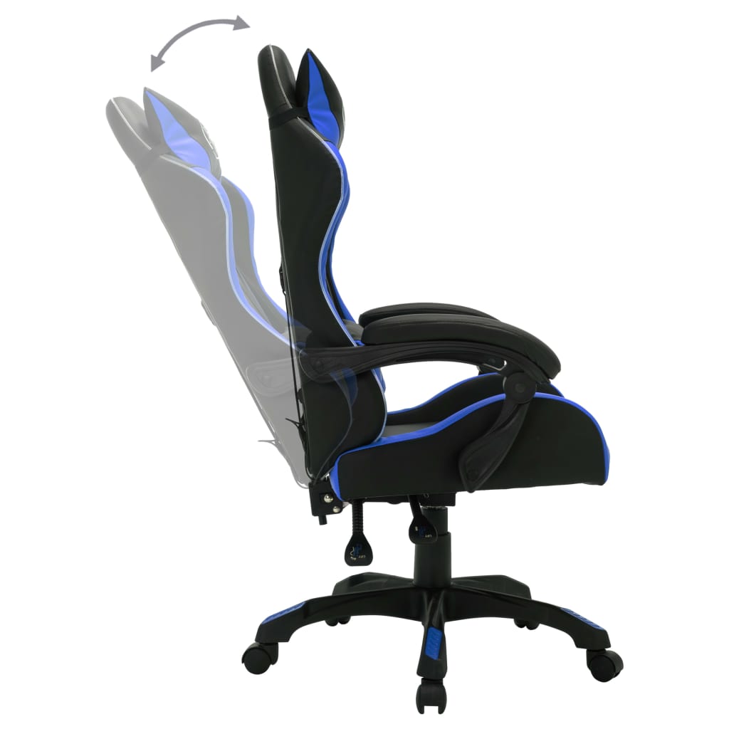 Sedia da Gaming con Luci a LED RGB Blu e Nera in Similpelle - homemem39