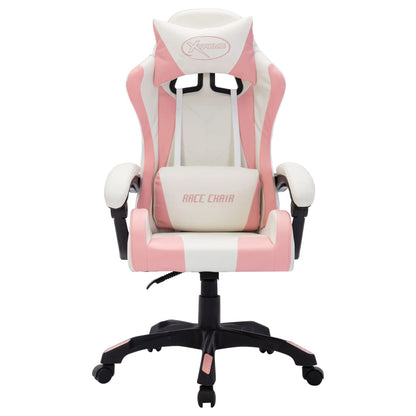 Sedia da Gaming con Luci a LED RGB Rosa e Nera in Similpelle - homemem39