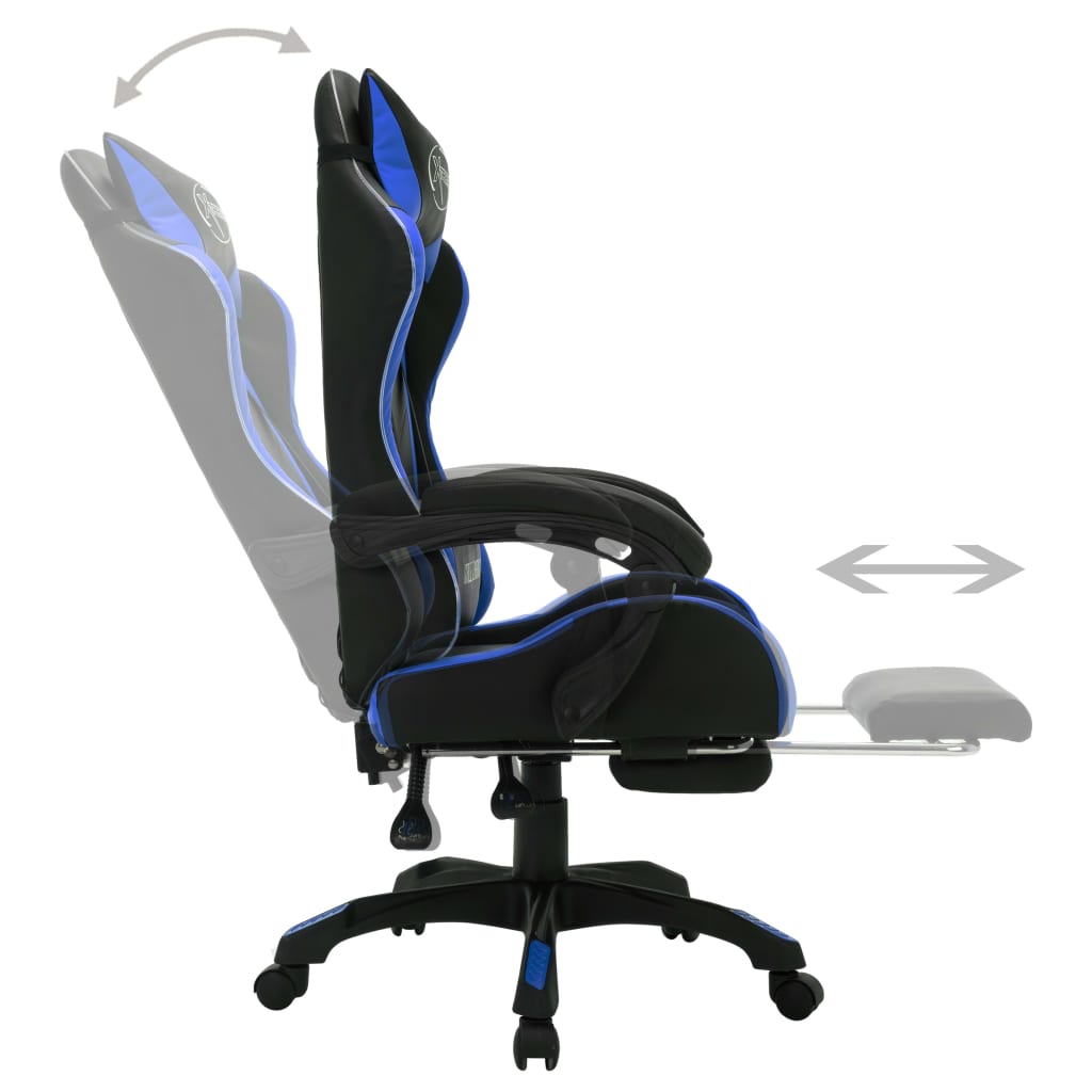 Sedia da Gaming con Luci a LED RGB Blu e Nera in Similpelle - homemem39