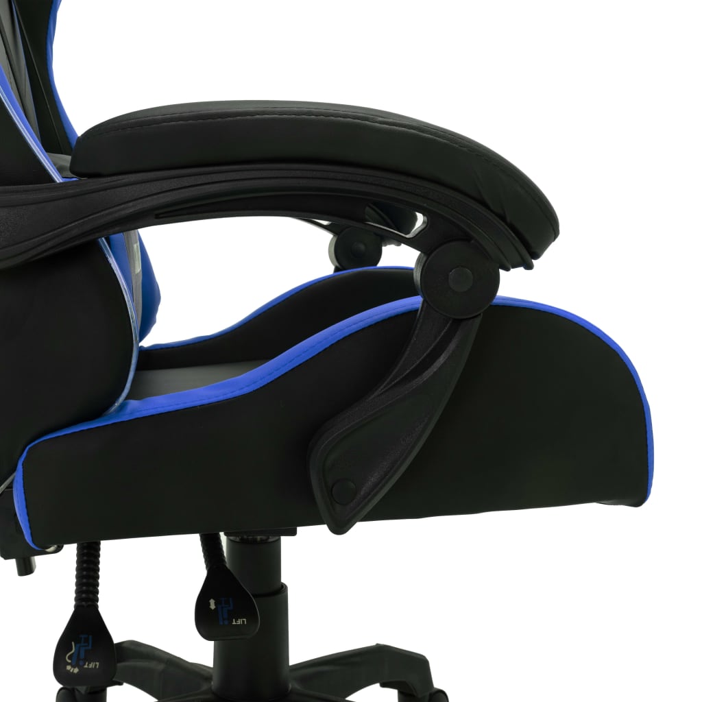 Sedia da Gaming con Luci a LED RGB Blu e Nera in Similpelle - homemem39