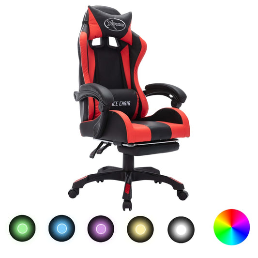 Sedia da Gaming con Luci a LED RGB Rossa e Nera in Similpelle - homemem39