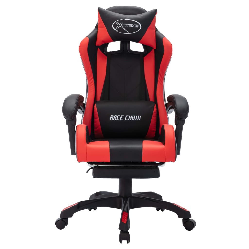 Sedia da Gaming con Luci a LED RGB Rossa e Nera in Similpelle - homemem39