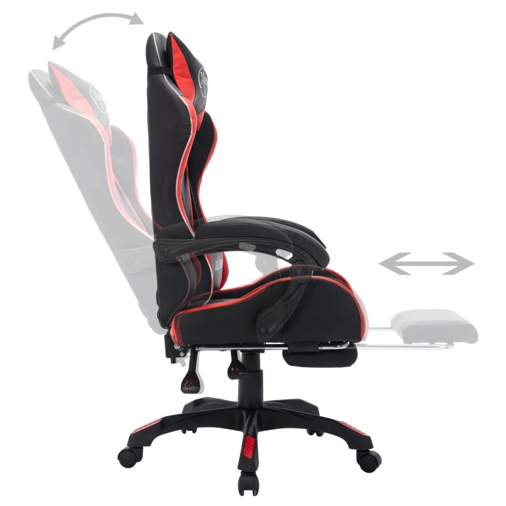 Sedia da Gaming con Luci a LED RGB Rossa e Nera in Similpelle - homemem39