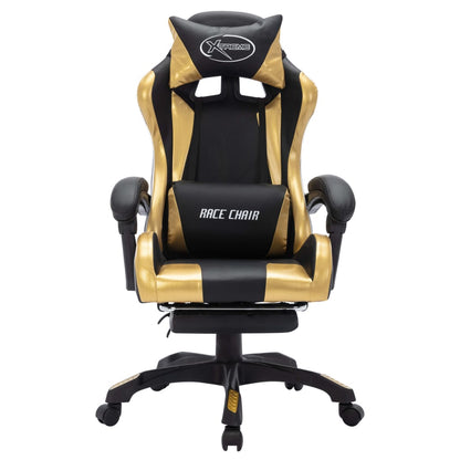 Sedia da Gaming con Luci a LED RGB Oro e Nera in Similpelle - homemem39