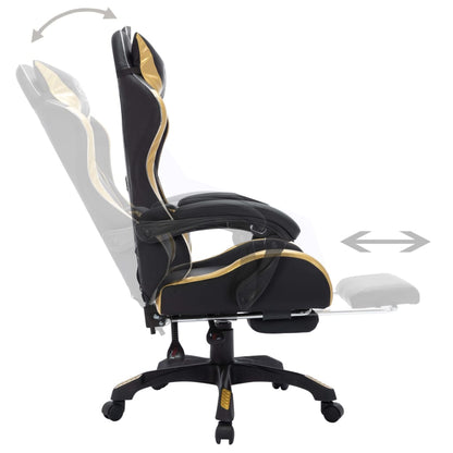 Sedia da Gaming con Luci a LED RGB Oro e Nera in Similpelle - homemem39