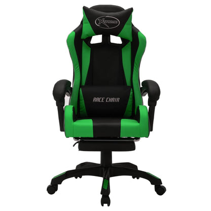 Sedia da Gaming con Luci a LED RGB Verde e Nera in Similpelle - homemem39