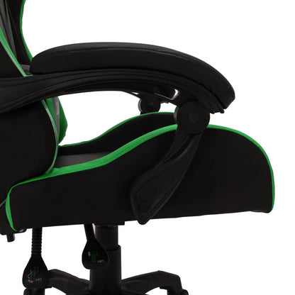 Sedia da Gaming con Luci a LED RGB Verde e Nera in Similpelle - homemem39