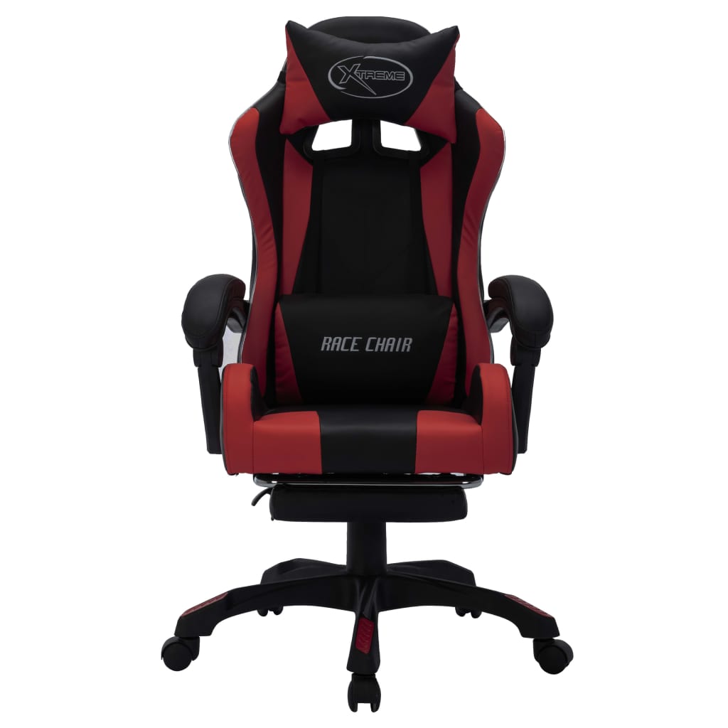 Sedia da Gaming con Luci a LED RGB Rosso Vino e Nera Similpelle - homemem39