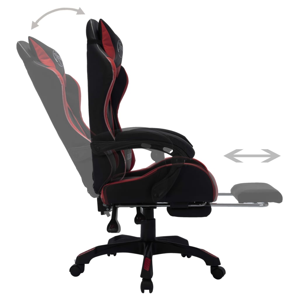 Sedia da Gaming con Luci a LED RGB Rosso Vino e Nera Similpelle - homemem39