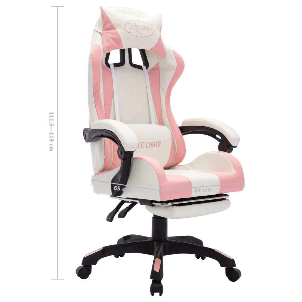 Sedia da Gaming con Luci a LED RGB Rosa e Bianca in Similpelle - homemem39