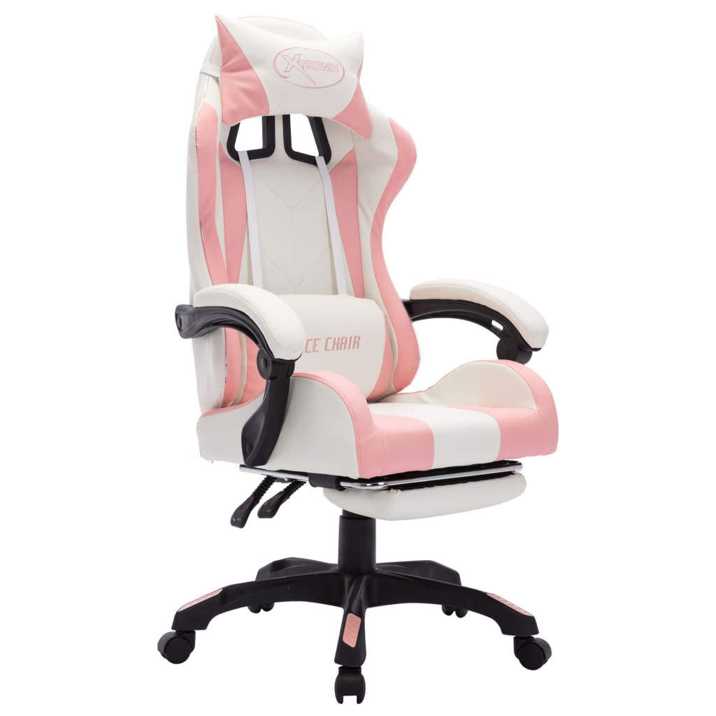 Sedia da Gaming con Luci a LED RGB Rosa e Bianca in Similpelle - homemem39