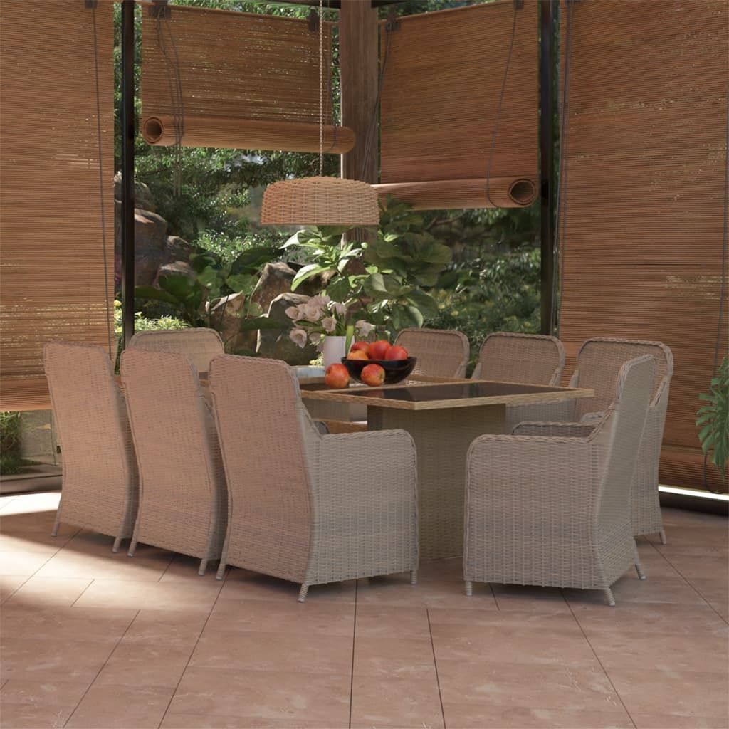 Set da Pranzo da Giardino 9 pz in Polyrattan Marrone - homemem39