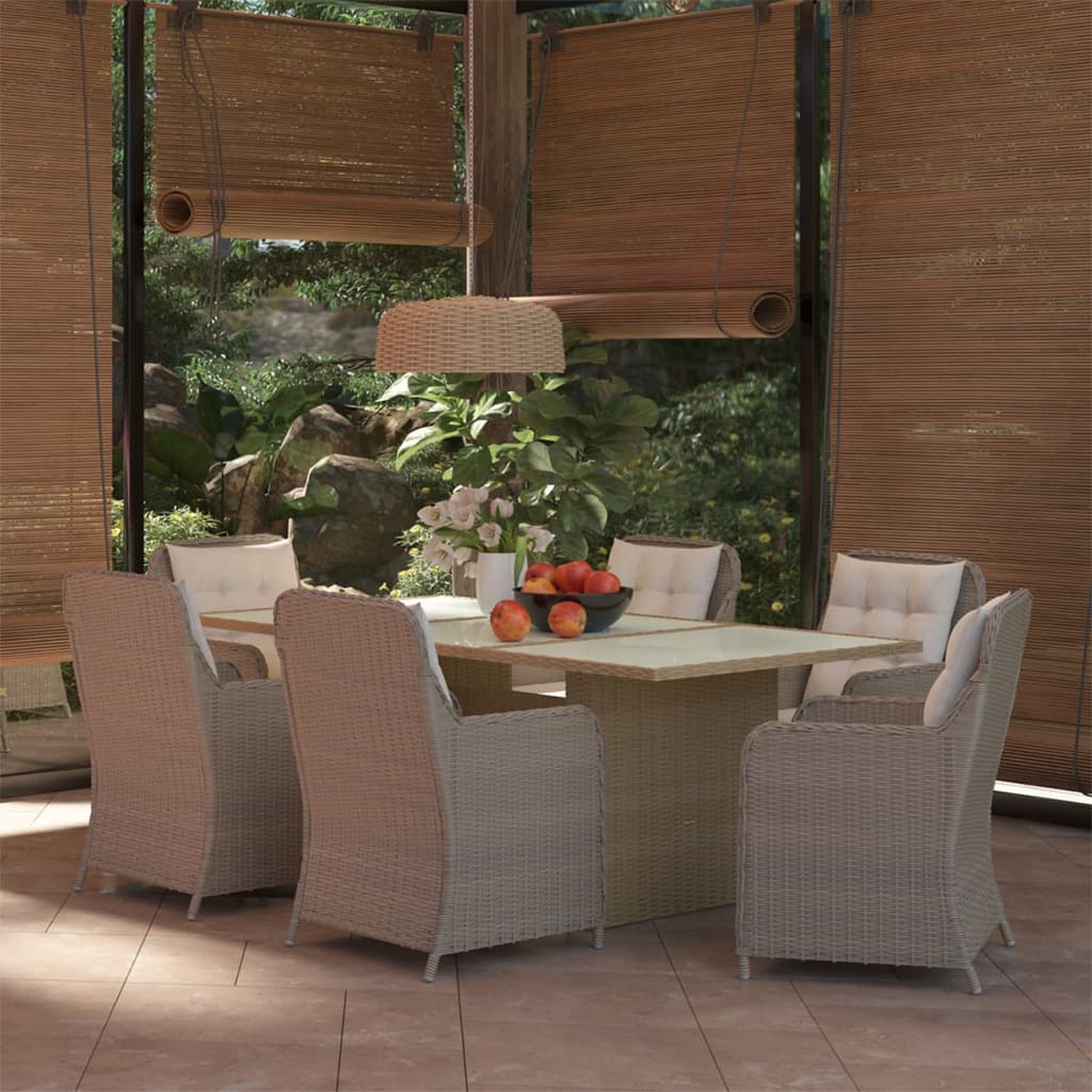 Set da Pranzo da Giardino 7 pz in Polyrattan Marrone - homemem39