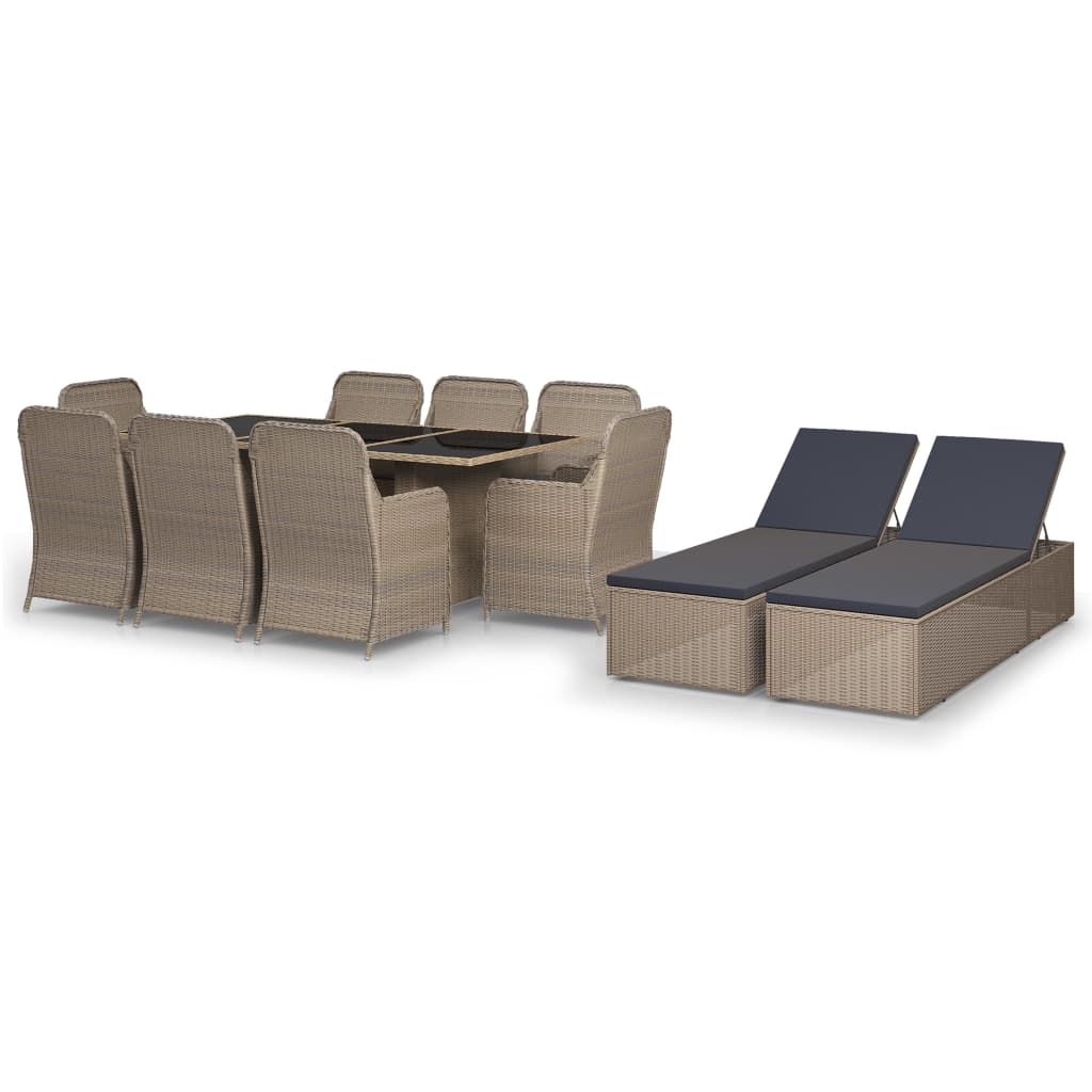 Set da Pranzo da Giardino 11 pz in Polyrattan Marrone - homemem39