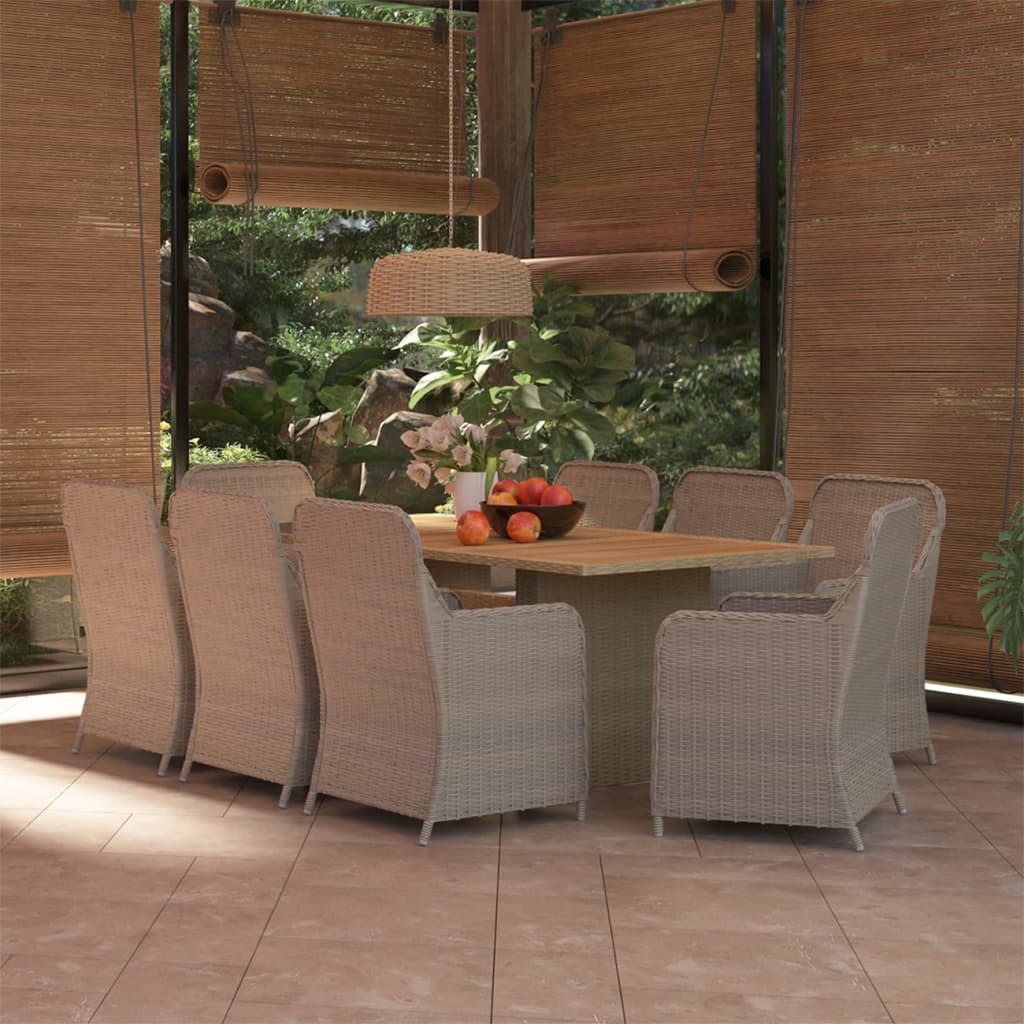 Set da Pranzo da Giardino 9 pz in Polyrattan Marrone - homemem39