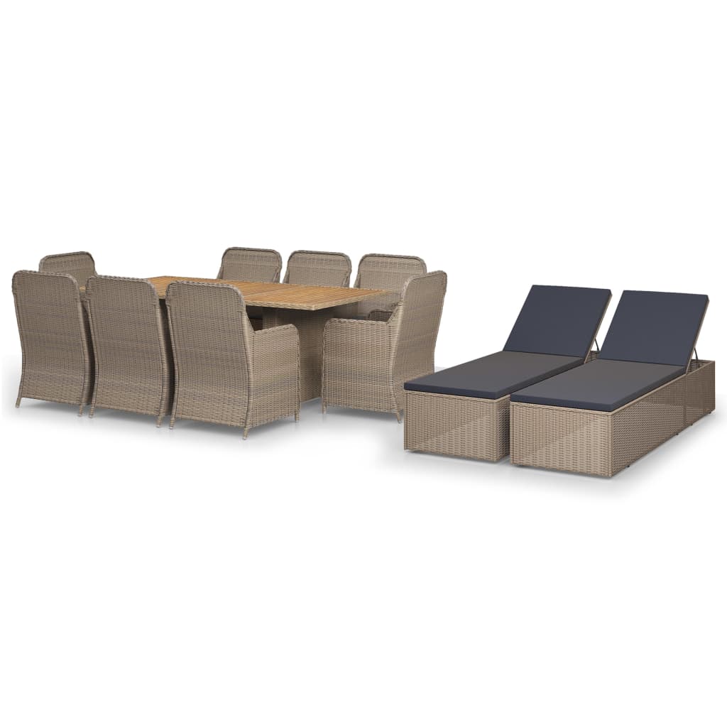 Set da Pranzo da Giardino 11 pz in Polyrattan Marrone - homemem39