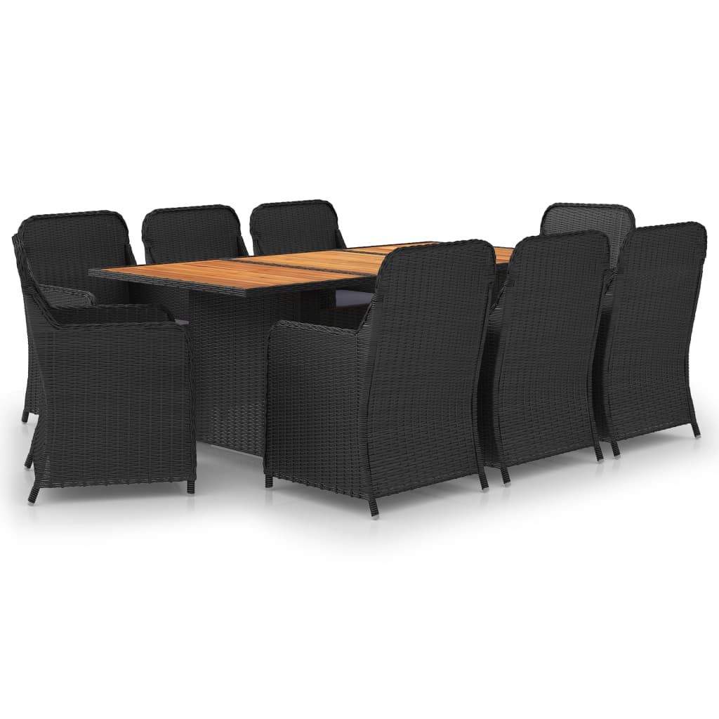 Set da Pranzo da Giardino 9 pz in Polyrattan Nero - homemem39