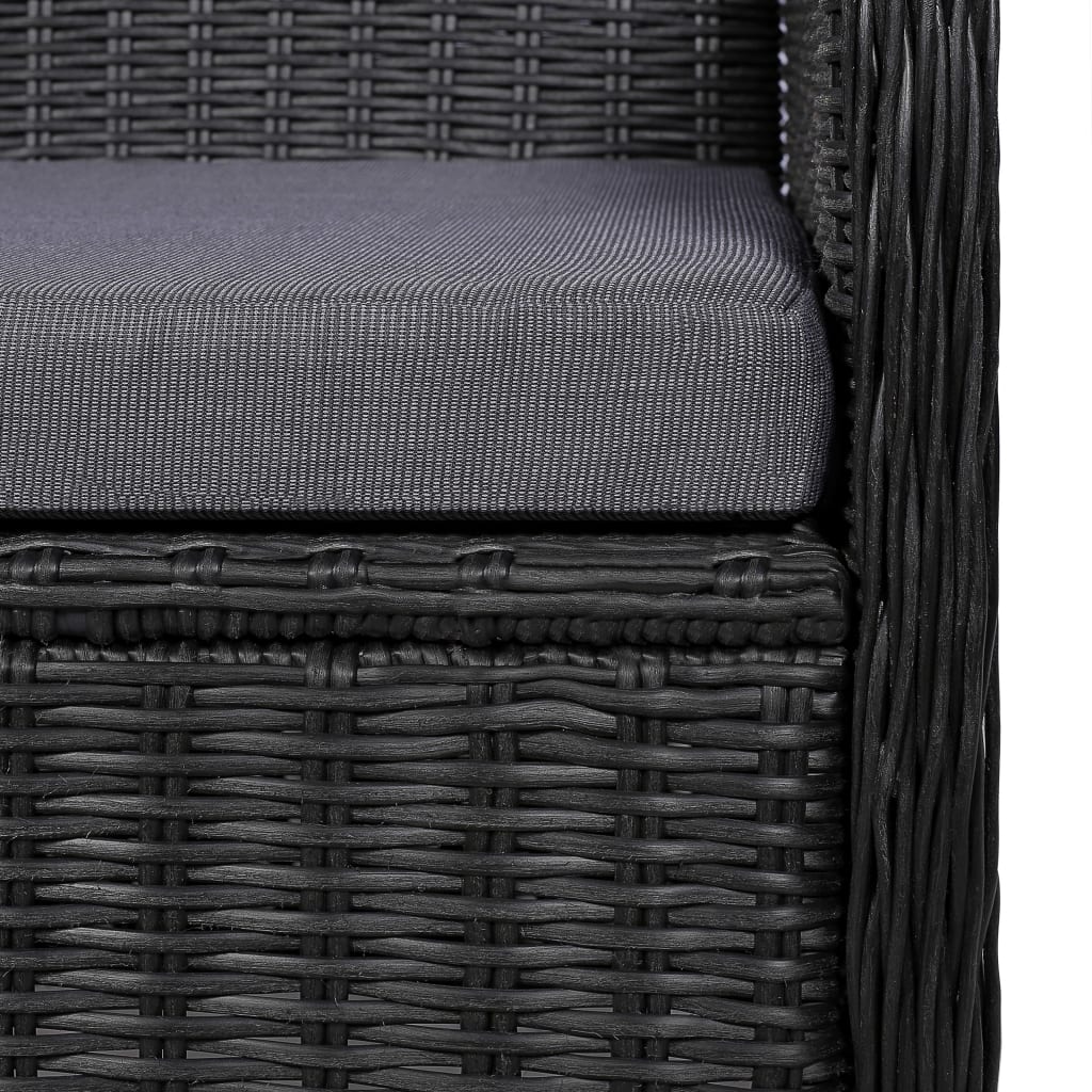 Set da Pranzo da Giardino 9 pz in Polyrattan Nero - homemem39