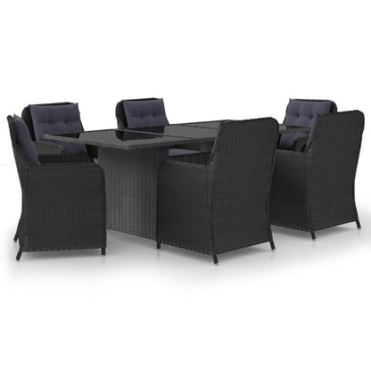 Set da Pranzo da Giardino 7 pz in Polyrattan Nero - homemem39