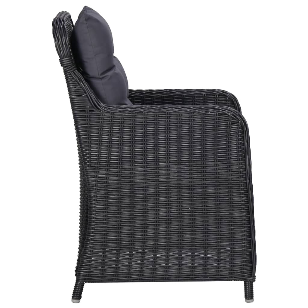 Set da Pranzo da Giardino 7 pz in Polyrattan Nero - homemem39