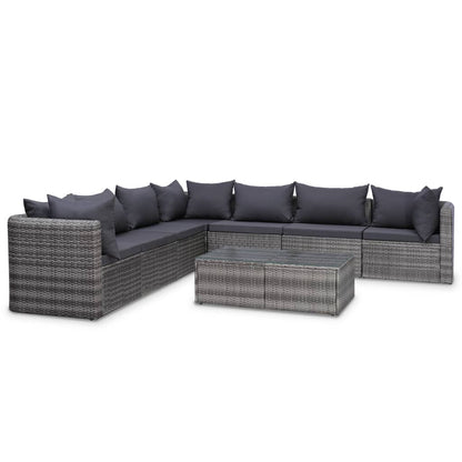 Set Divani da Giardino 9 pz con Cuscini in Polyrattan Grigio - homemem39