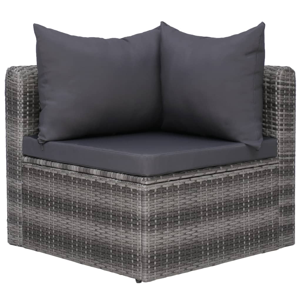 Set Divani da Giardino 9 pz con Cuscini in Polyrattan Grigio - homemem39