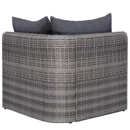 Set Divani da Giardino 9 pz con Cuscini in Polyrattan Grigio - homemem39