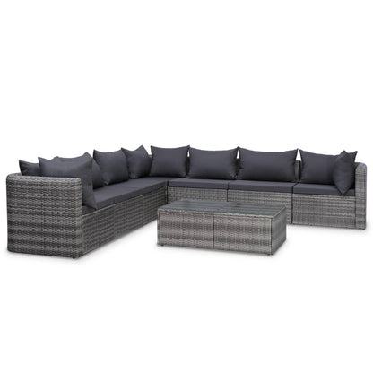 Set Divani da Giardino 10 pz con Cuscini in Polyrattan Grigio - homemem39