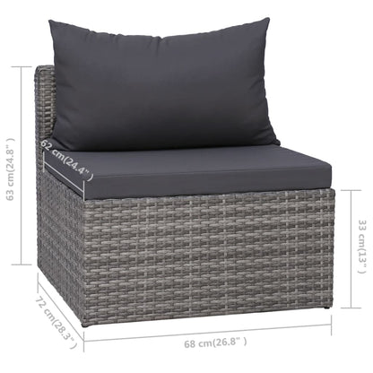 Set Divani da Giardino 10 pz con Cuscini in Polyrattan Grigio - homemem39