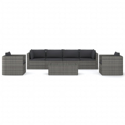 Set Divani da Giardino 7 pz con Cuscini in Polyrattan Grigio - homemem39