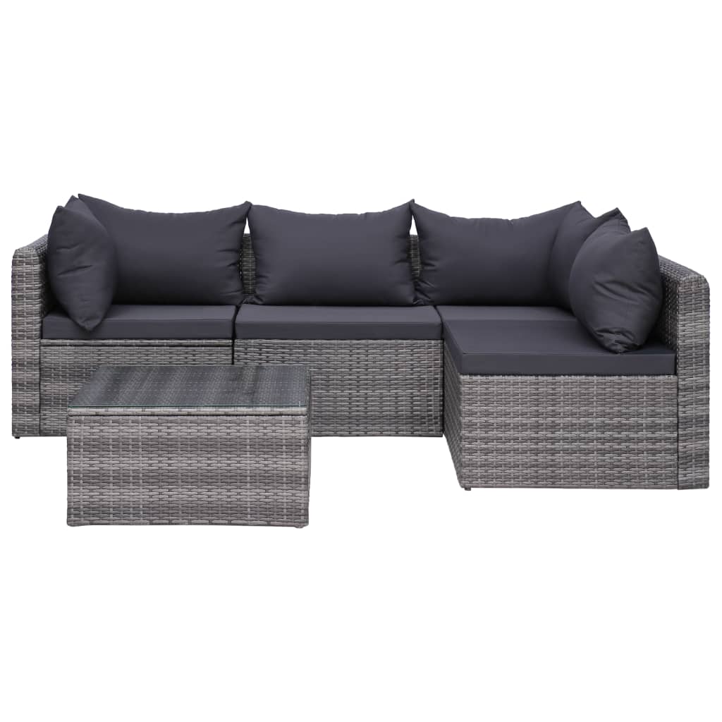 Set Divani da Giardino 7 pz con Cuscini in Polyrattan Grigio - homemem39