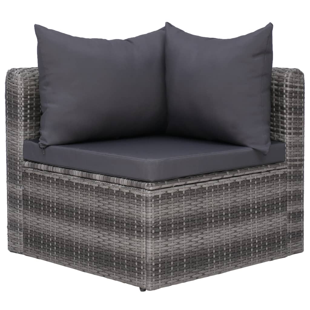 Set Divani da Giardino 7 pz con Cuscini in Polyrattan Grigio - homemem39