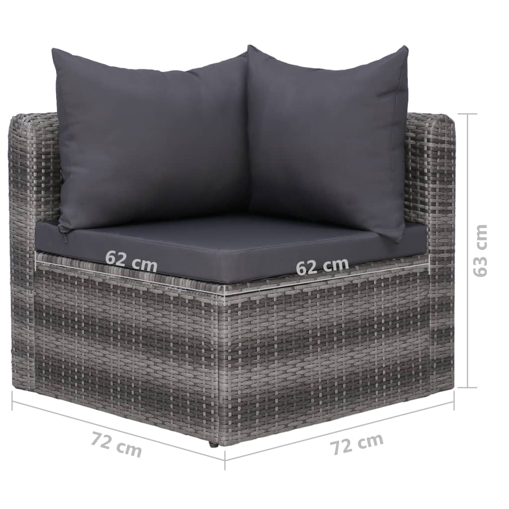 Set Divani da Giardino 7 pz con Cuscini in Polyrattan Grigio - homemem39