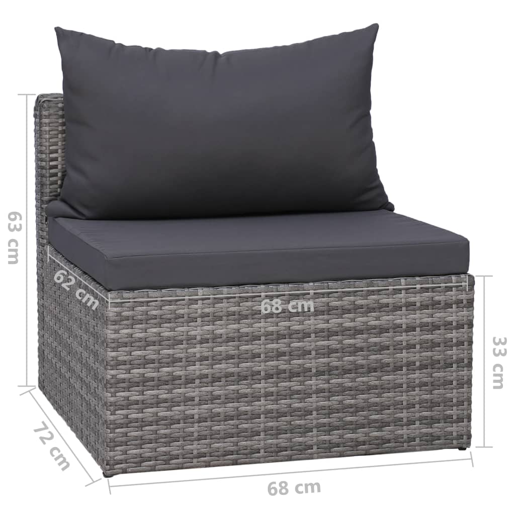 Set Divani da Giardino 7 pz con Cuscini in Polyrattan Grigio - homemem39