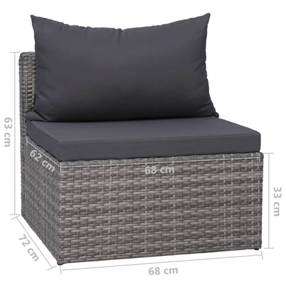 Set Divani da Giardino 7 pz con Cuscini in Polyrattan Grigio - homemem39