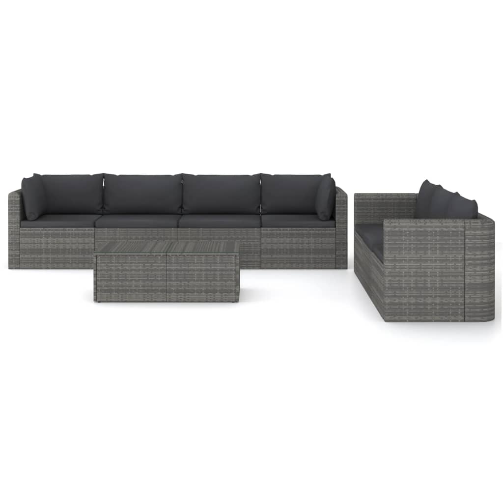 Set Divani da Giardino 8 pz con Cuscini in Polyrattan Grigio - homemem39