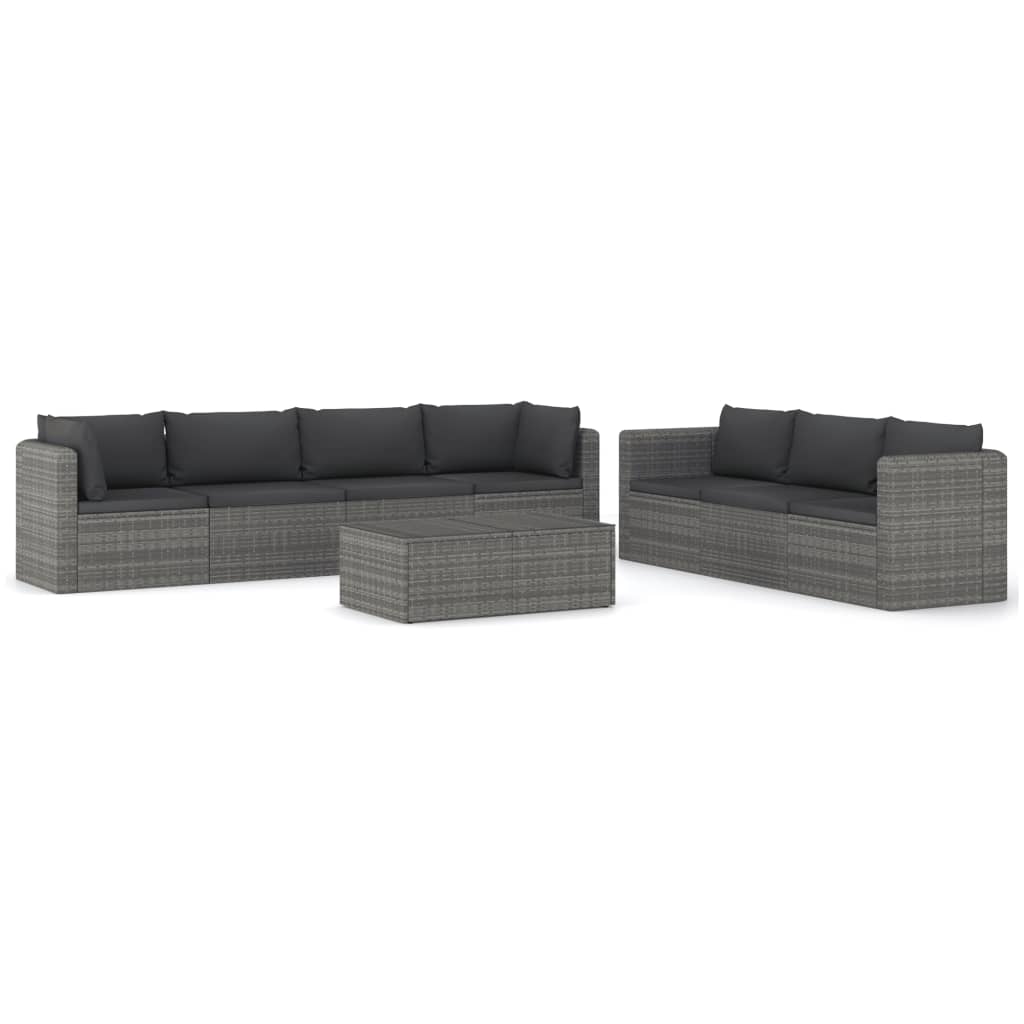 Set Divani da Giardino 8 pz con Cuscini in Polyrattan Grigio - homemem39