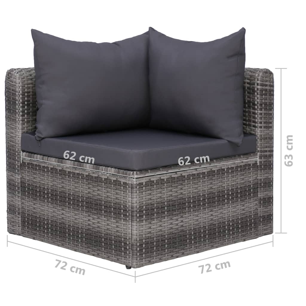 Set Divani da Giardino 8 pz con Cuscini in Polyrattan Grigio - homemem39