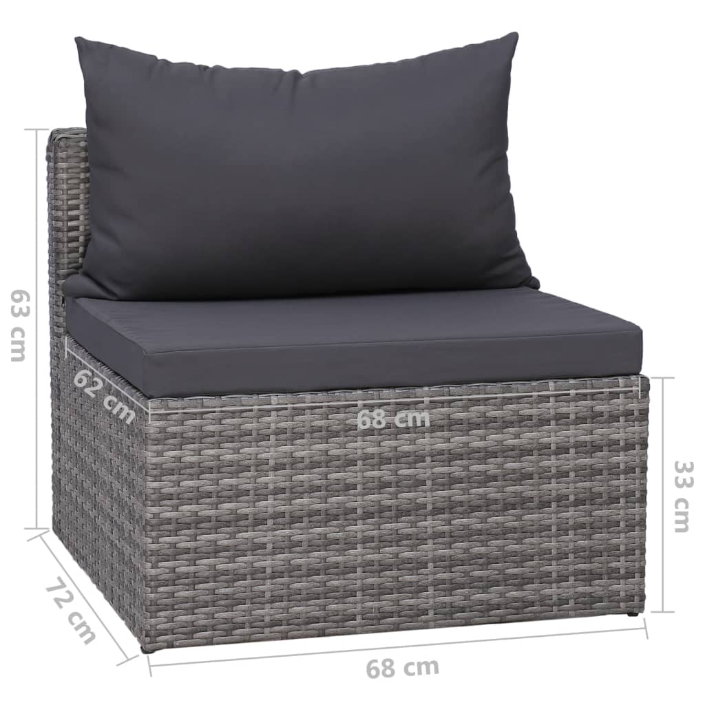 Set Divani da Giardino 8 pz con Cuscini in Polyrattan Grigio - homemem39