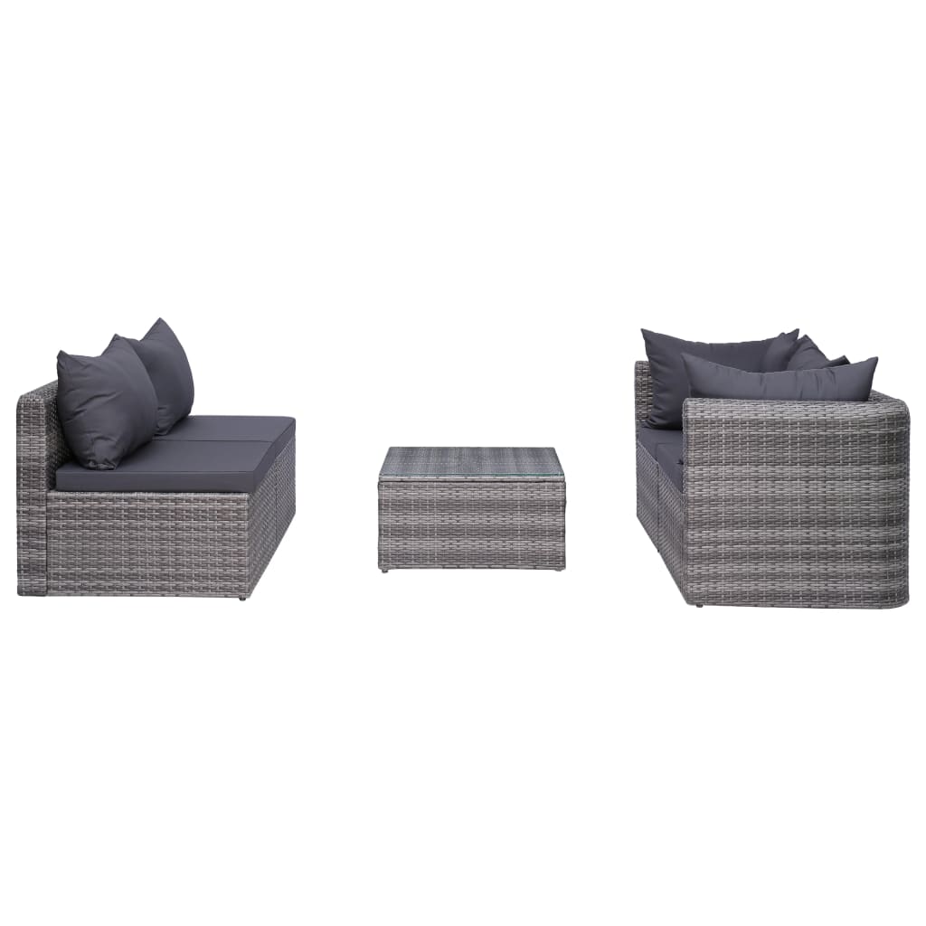 Set Divani da Giardino 9 pz con Cuscini in Polyrattan Grigio - homemem39