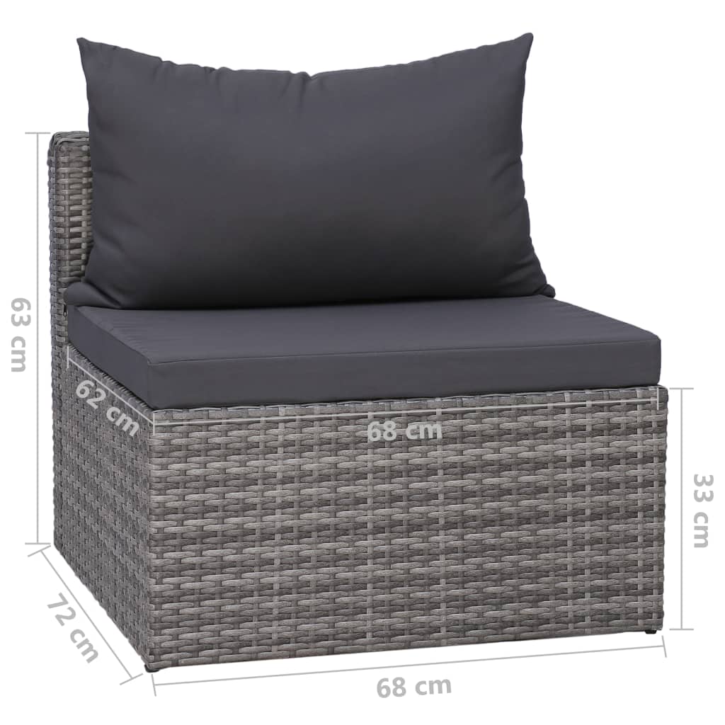 Set Divani da Giardino 9 pz con Cuscini in Polyrattan Grigio - homemem39